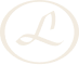 Circular logo with a cursive letter 'L' centered inside